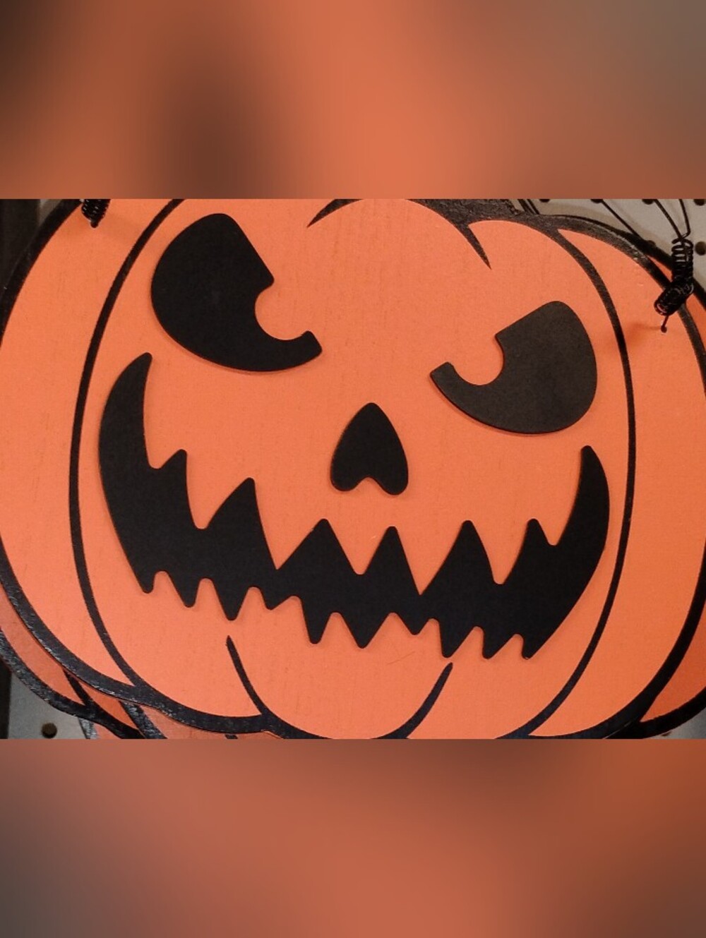 Halloween Jack-O'-Lantern Wall Art/Décor - Orange and Black Pumpkin Face